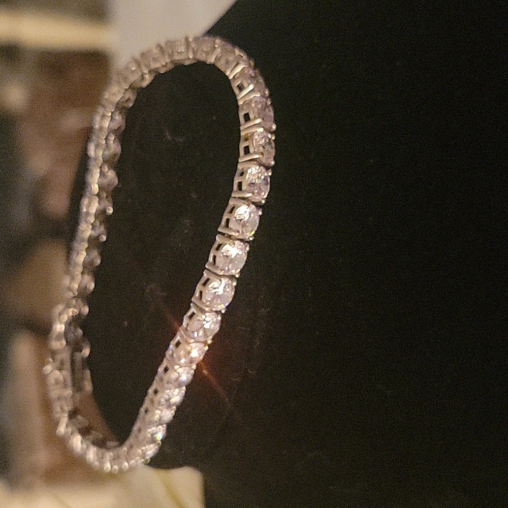 925 Silver and white sapphire tennis bracelet
